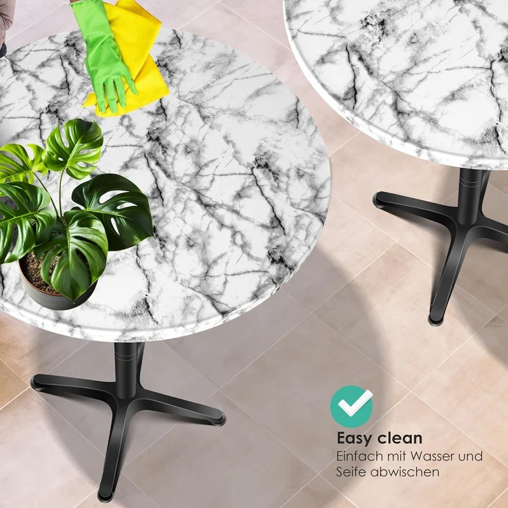 KESSER® 2in1 Stehtisch klappbar Bistrotisch 2er Set | Aluminium Edelstahlplatte | höhenverstellbar 70cm / 115cm | Partytisch Tisch Ø 80cm | In- & Outdoor Empfangstisch | Klapptisch mit Cover Marmor – Bild 9
