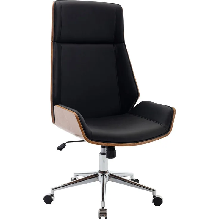 TPFLiving Bürostuhl Bredow, Schwarz, Ergonomisch mit stufenlos verstellbarer Sitzhöhe und Wippmechanismus, 60x121x63 cm