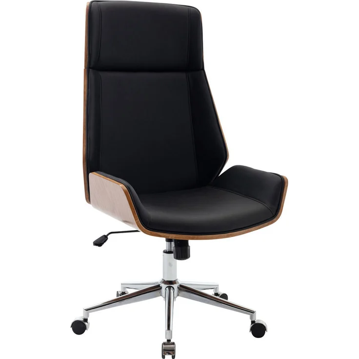 TPFLiving Bürostuhl Bredow, Schwarz, Ergonomisch mit stufenlos verstellbarer Sitzhöhe und Wippmechanismus, 60x121x63 cm