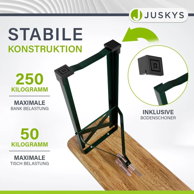 Juskys 'Passau' Bierzeltgarnitur, 3-teilig, klappbar, Holz / Metall natur, 220 x 50 x 77 cm – Bild 6