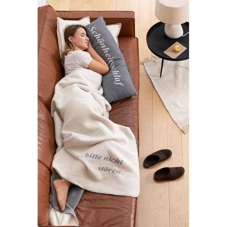 Fussenegger Wohndecke Kuscheldecke 150x200 Savona rohweiß grau Bitte nicht stören – Bild 4
