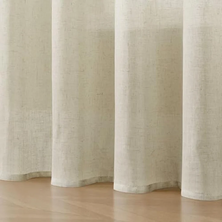 Joydeco Halbtransparente Vorhänge für Wohnzimmer, Leinen-Vorhänge, 244 cm Länge, 2 Paneele, Set für Schlafzimmer, weiße Vorhänge, 244 cm Lange Stangentaschen, Schlaufen auf der Rückseite (L x B): 244 – Bild 7