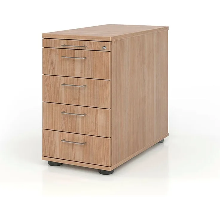Standcontainer SC50 80cm, 4 Schübe, Schloss, BM Nussbaum