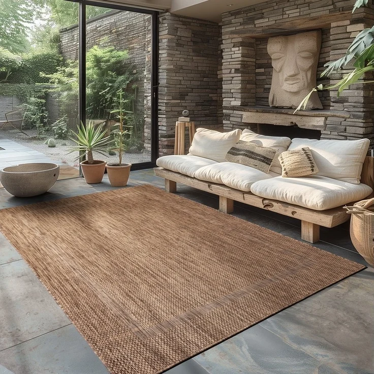 Carpettex Outdoorteppich Unicolor - Einfarbig, Läufer, Höhe: 5 mm, Teppich Wetterfest Balkon Küchenteppich Flachgewebe Sisaloptik – Bild 5