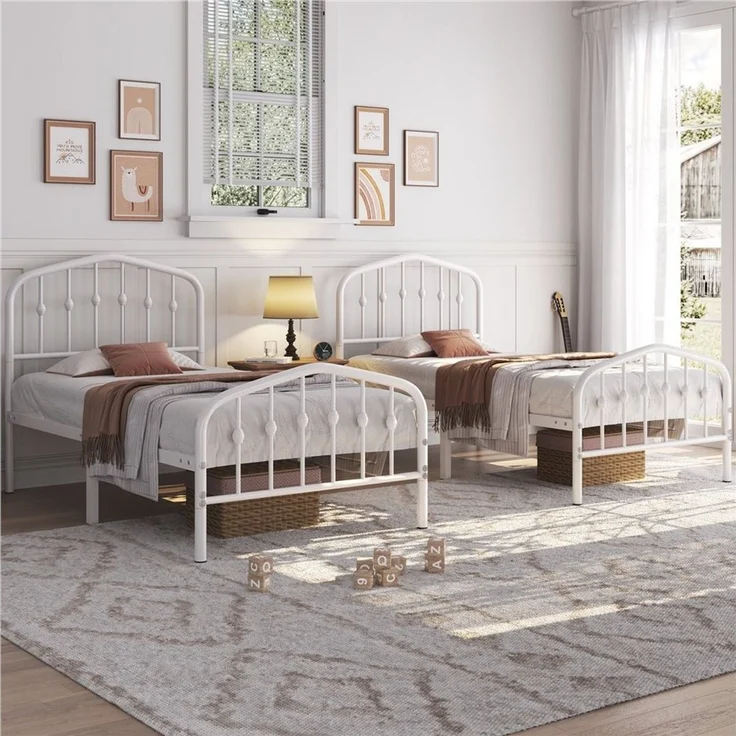 Yaheetech Metallbett 90-160cm (B), Bettrahmen Vintage Bettgestell mit kronenförmigem Kopfteil – Bild 3