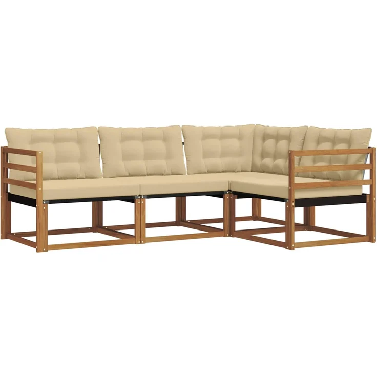 vidaXL Outdoor-Sofagarnitur 4 stk. 4-Sitzer Natur und Beige 3369400 – Bild 2