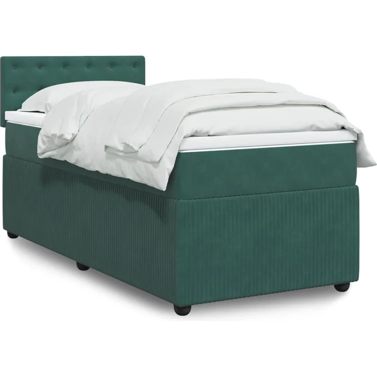 vidaXL Boxspringbett mit Matratze Dunkelgrün 90x190 cm Samt 3287617 – Bild 1