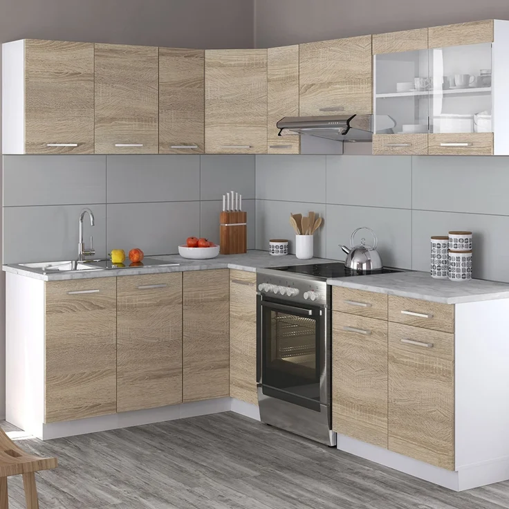 Eckküche Rick Weiß/Sonoma 230 x 60 cm , AP Marmor Vicco – Bild 4