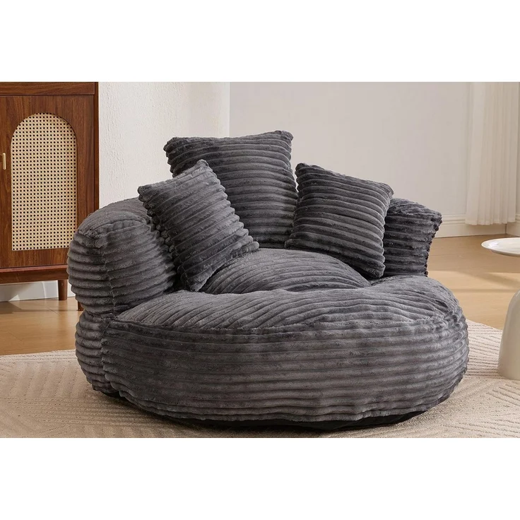 LVHOM Sitzsack 108x108x52cm Chenille Premium Sofa mit 3 extra Kopfkissen (Kuschelig & Atmungsaktiv, Einzelsitzer-Lounge, komplett komprimiert geliefert. Perfekt für Ruhe, Lesen, Gaming & Nickerchen. Ideal für Wohnzimmer, Schlafzimmer, Spielzimmer & Off... – Bild 1