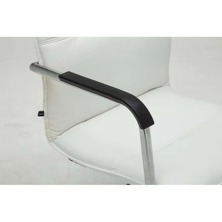 DELUKE® 2er Set Besucherstuhl SEATTLE - 92x56x60cm, Weiß Kunstleder Metall in Chromoptik Gestell Konferenzstuhl Wartezimmerstuhl – Bild 5