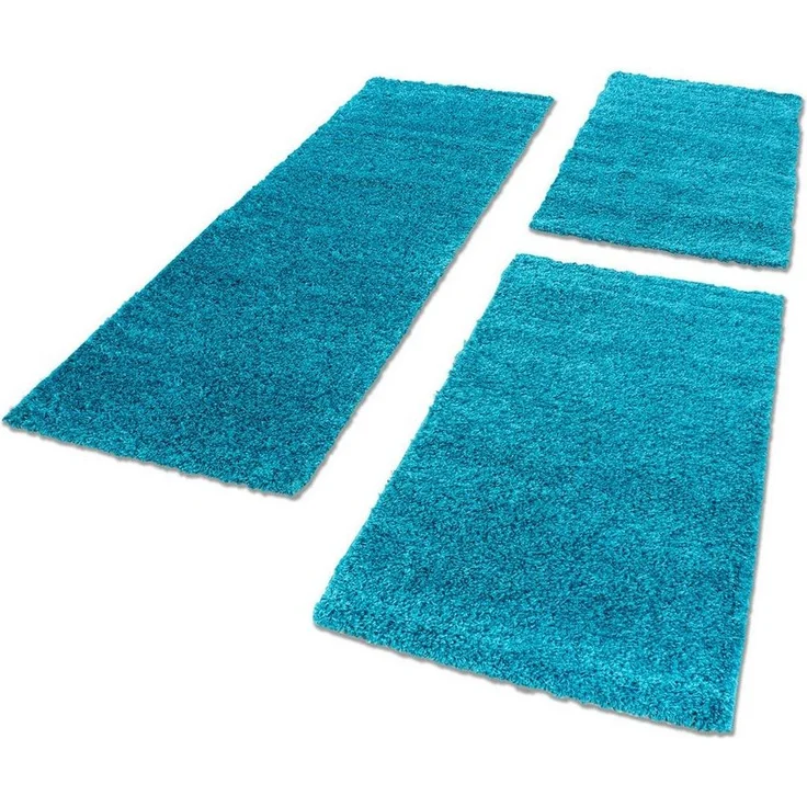Carpettex Hochflor-Bettumrandung Unicolor - Einfarbig, Höhe 30 mm, (Bett-Set, 3-tlg, Bettvorlage), Schlafzimmer Teppich Bettumrandung Läufer Set 3 teilig – Bild 4