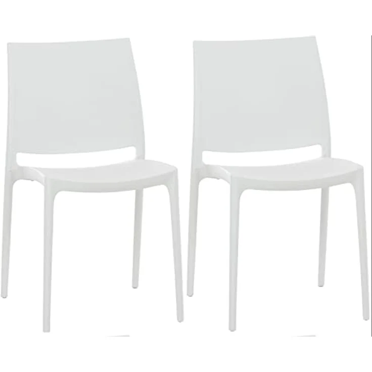 CLP 2er Set Stapelstühle Maya bis zu 130 kg belastbar,weiß – Bild 5