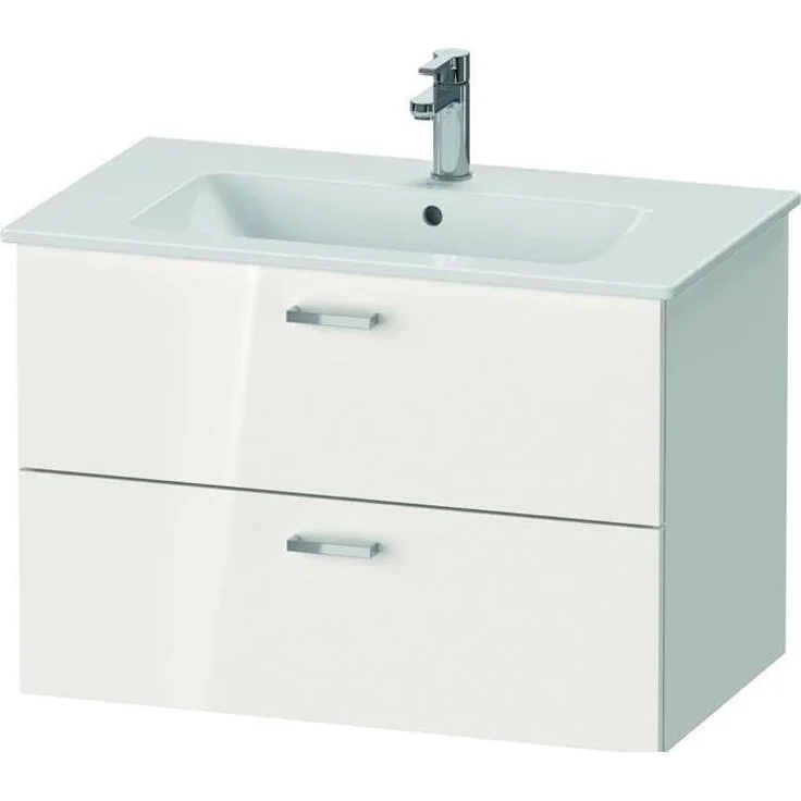 Duravit Badmöbel-Set XBASE 830mm, mit Spiegel GOOD, hochglänzend weiss, LED-Randlichtfeld, praktischer Waschtisch mit Überlauf
