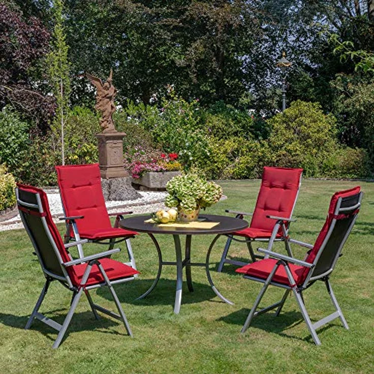 6er Set Beautissu Hochlehner Auflage Loft HL 120 x 50 x 6 cm Rot – Bild 3