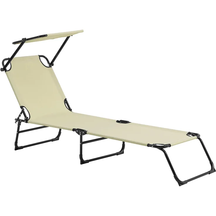Sonnenliege Lomeda mit Sonnendach 187x53x27cm Creme [casa. pro]