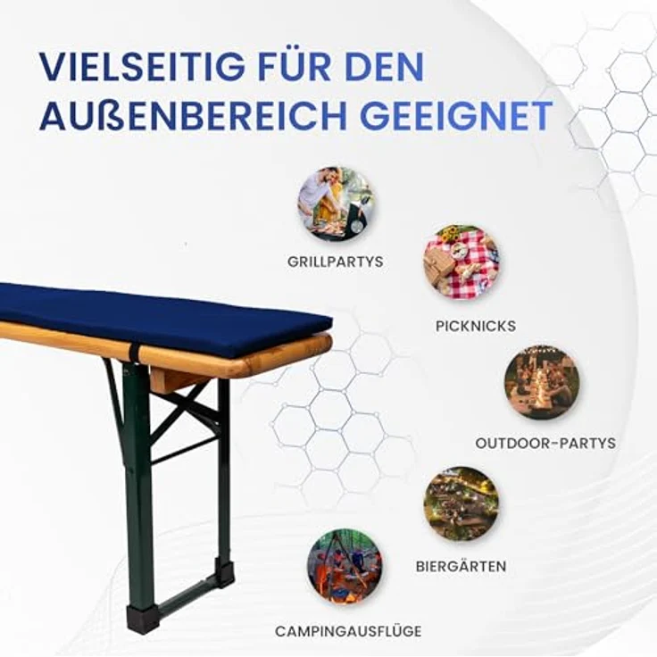 TexDeko Bankauflage Bierbankauflage (Einzeln) für Bierzeltgarnitur zum selber aufziehen, (1 St), 220x25x2cm/4cm, Top Qualität – Bild 9