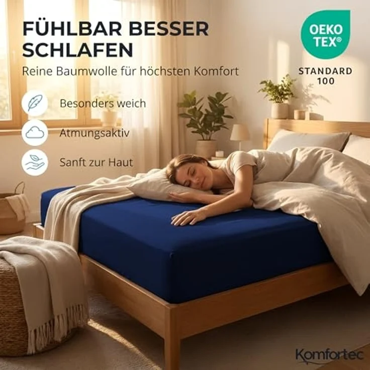 Komfortec Spannbettlaken Boxspringbett bis 15cm - 30cm Matratzenhöhe, Mikrofaser, Gummizug: Rundum, (2 Stück) – Bild 4