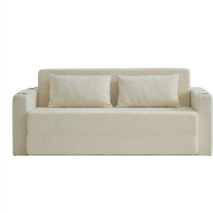 ZUBALIYA SchlafSofa mit USB - Anschluss, mit Chenille - Bezug, mit Samtbezug, mit breiten Armlehnen, mit Schaumstoffpolsterung – Bild 16
