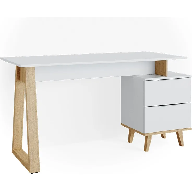 Vicco 'Nautica' Schreibtisch mit Kommode, Eiche Skandi, weiß