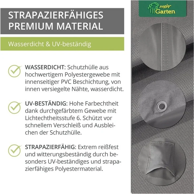 mehr Garten Gartenmöbel-Schutzhülle Premium, Premium Gartenbank-Schutzhülle 2 Sitzer: 133(B)x70(T)x63/86(H) cm I Ro – Bild 2