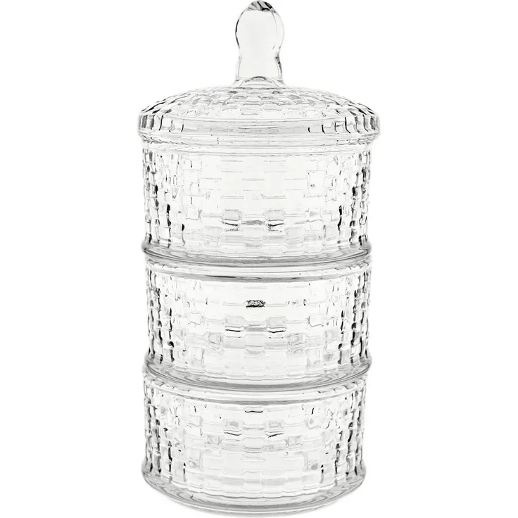 Bonboniere-Set 3-teilig mit Deckel aus hochwertigem Glas - stapelbar & stilvoll
