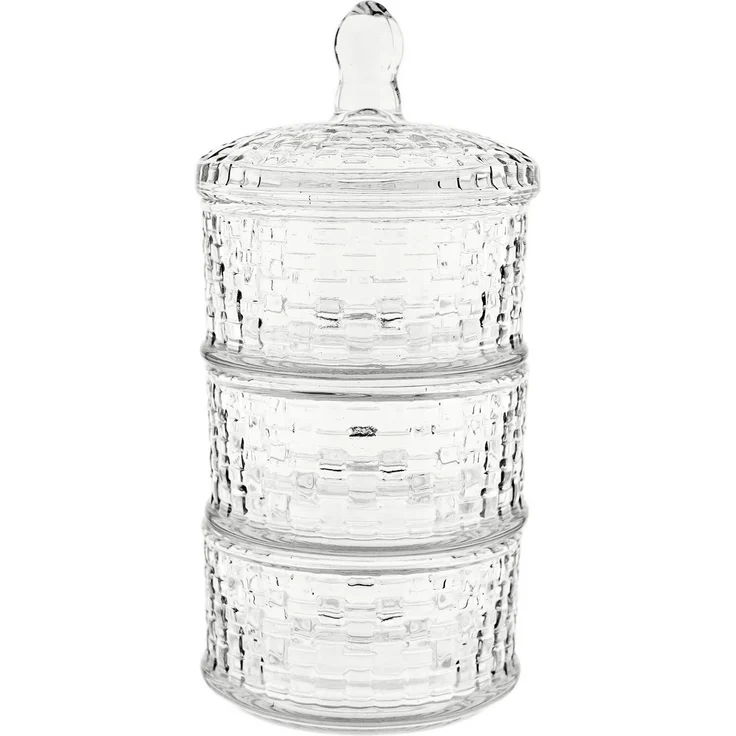 Bonboniere-Set 3-teilig mit Deckel aus hochwertigem Glas - stapelbar & stilvoll – Bild 1