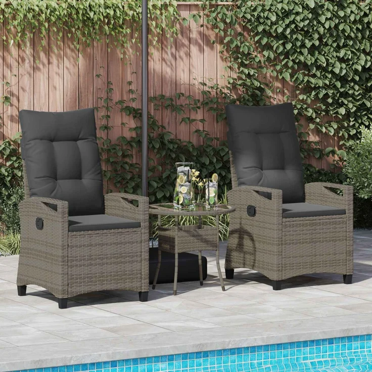 vidaXL Gartenstuhl 2 pcs Grau und Dunkelgrau 56 x 60 x 112 cm 42026832 – Bild 3