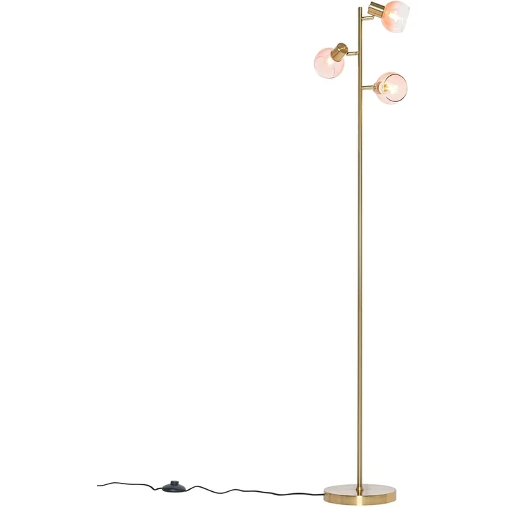 Qazqa Stehlampe Vidro, ohne Leuchtmittel, E14, Rosa, Art Deco, Stahl, 3-flammig – Bild 8