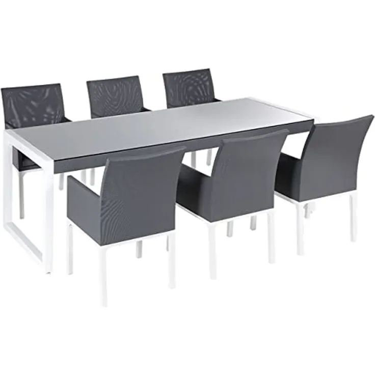 Essgruppe für 6 Personen BACOLI Metall 210x90x74 cm Grau