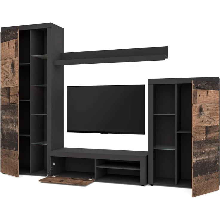 AX LIVING Spacoro Wohnwand grau modern Matera Oldwood 270 cm ohne LED – Bild 4