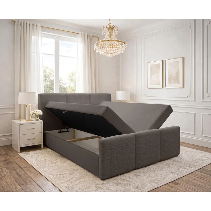 AX LIVING Boxspringbett 160x200 Braun Ankarra Bett mit Stauraum – Bild 3
