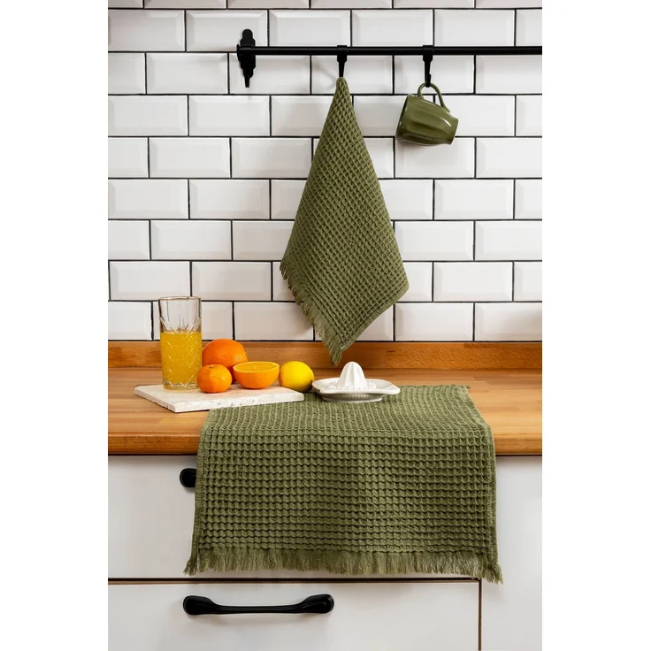 Hermia Concept 'Burton - Green' Handtuch-Set (2-teilig), Grün, 33 x 50 cm