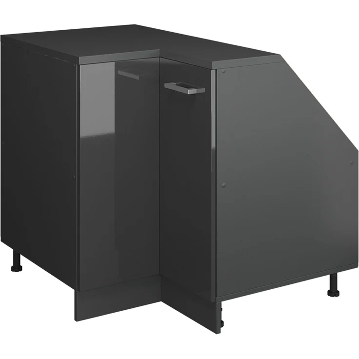 Eck-Küchenschrank für Dachschrägen R-Line Anthrazit Hochglanz 75.6 cm mit 1 Tür, Schrankkorpus 60 cm Tiefe Vicco – Bild 1