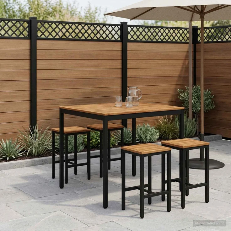 vidaXL Gartenbar-Tisch NAARDEN Natürlich und Schwarz 901343 – Bild 1