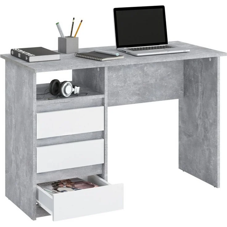 KOMTO Schreibtisch Oslo 110 Schreibtisch mit Schubladen Bürotisch Computertisch, Büro PC-Tisch Kinderschreibtisch mit Stauraum 110 x 50 x 74 cm – Bild 1