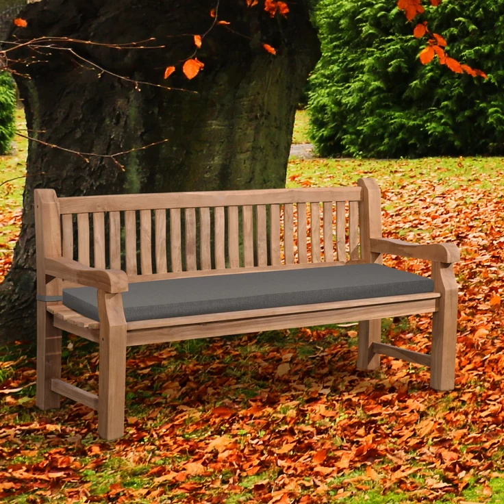 Gartenbank Teakbank DABEL - Holz Dunkelgrau 180x61x93 cm | Holzbank 180 Cm Mit Sitzkissen Gartenbank Sitzbank Mit Lehne Wetterfest Bank Garten – Bild 2