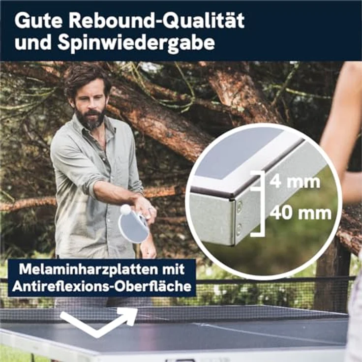 Cornilleau Outdoor Tischtennisplatte 100X, wetterfeste Klapptischplatte mit Push'n'Lock Mechanismus, schwarz – Bild 2