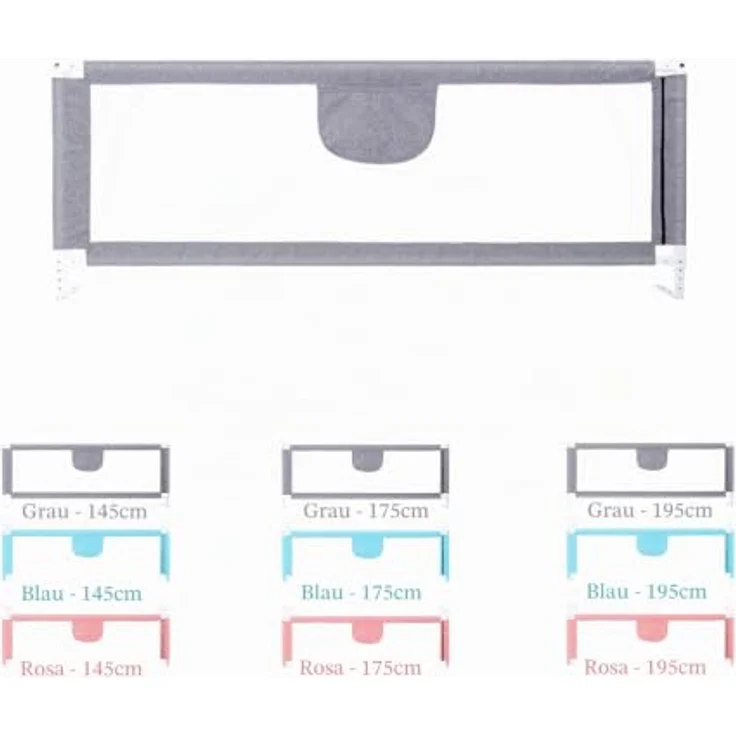 HUOLE höhenverstellbares Bettgitter -Kleinkind Bettschutzgitter Bettgitter Kinderbettgitter Babybettgitter Gitter Kinderbett Babybett Rausfallschutz-1,8 m – grau – Bild 8