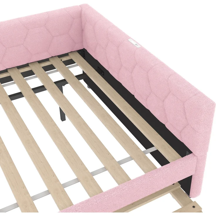 Schlafsofa mit Bettfunktion, Gästebett und Lattenrost, 90x200 cm, Polsterbett, Einzelbett, Jugendbett, Bezug aus Vlies – Bild 10