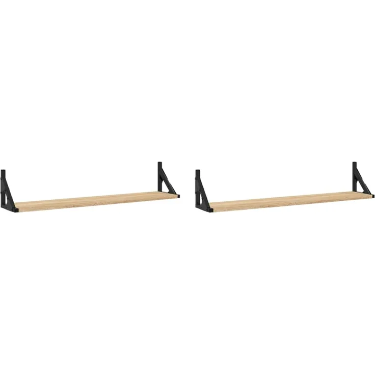 2er-Set Wandregale, Hängeregale Sonoma-Eiche 80 x 15 x 15,5 cm Holzwerkstoff de6638