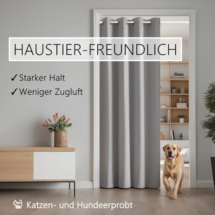 tinycurtains Türvorhang für alle gängigen Türgrößen, Thermovorhang (ohne Stange) Türgardine, Ösen (1 St), abdunkelnd, 100% Polyester, blickdicht hellgrau Moonlight 200x150 cm für Tür, Schrank & Fenster – Bild 8