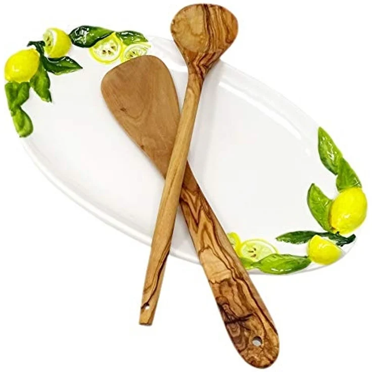 Lashuma Servierplatte Zitrone, Keramik, (1-tlg, 34 x 19 cm), handgemachter Dessertteller mit Zitronen Relief – Bild 6