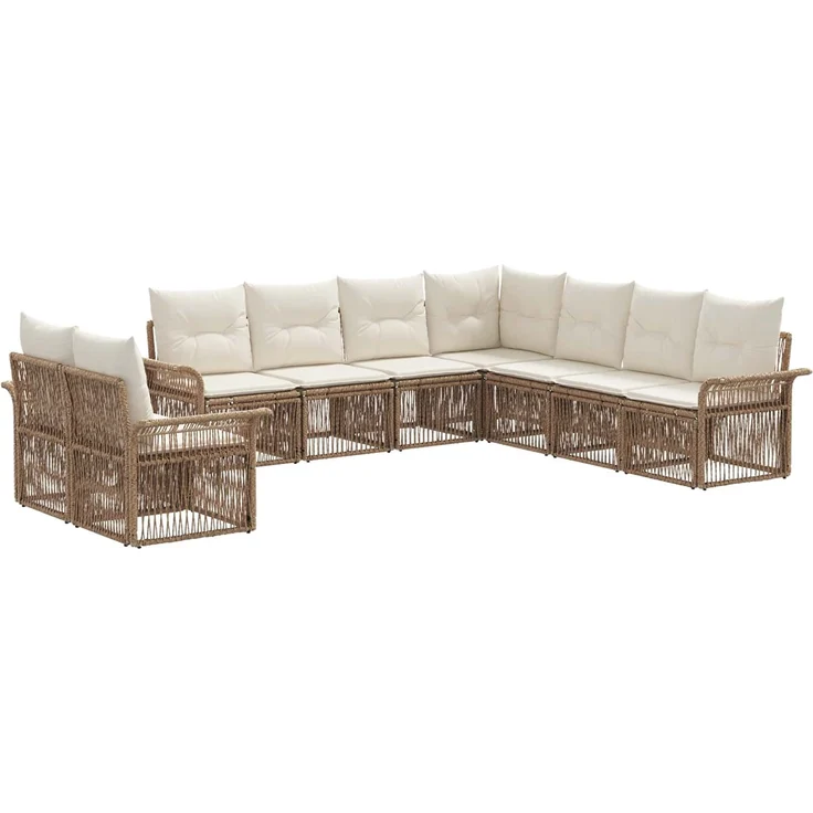 vidaXL Gartensofa-set 9 stk. Beige Poly-Rattan 3434871 – Bild 2