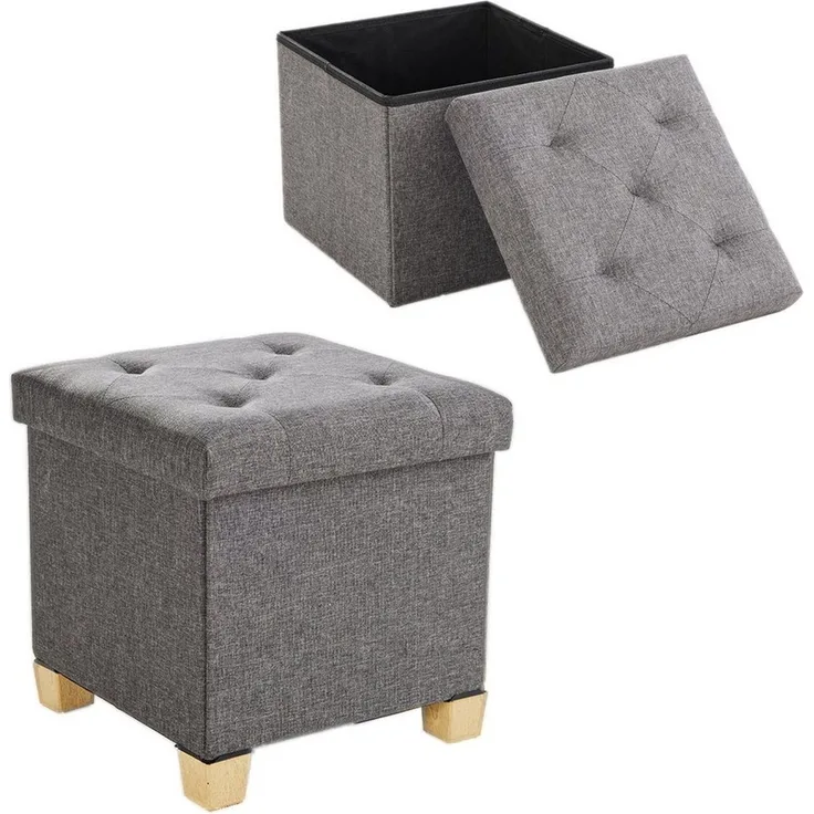 Refined Living Sitzhocker Sitzbank mit Stauraum Schuhbank Spielzeugtruhe Fußhocker Ottomane (Sitzhocker Klappbare Aufbewahrungs-Ottomane Bank Aufbewahrungsbox, 1 St, Organizer Sitztruhe Fußbank mit Deckel Aus MDF-Platte und Leinenstoff), für Flur, Wohn...