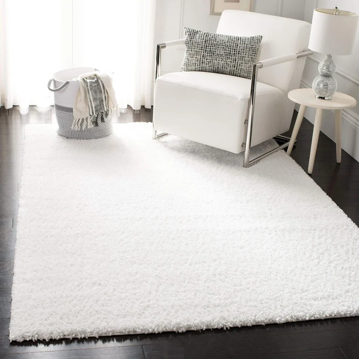 SAFAVIEH Zottelig Teppich für Wohnzimmer, Esszimmer, Schlafzimmer - August Shag Collection, Kurzer Flor, Weiss, 160 X 229 cm