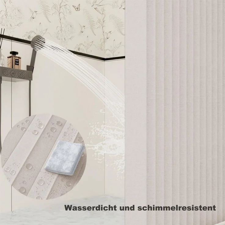 Agger Duschvorhang Wasserdichter Magnet-Falt-Duschvorhang, Verdickter Leinenoptik-Vorhang Breite 180 cm (1-tlg), Ideal für Badezimmer, Türrahmen, Schlafzimmer und als Raumteiler – Bild 4