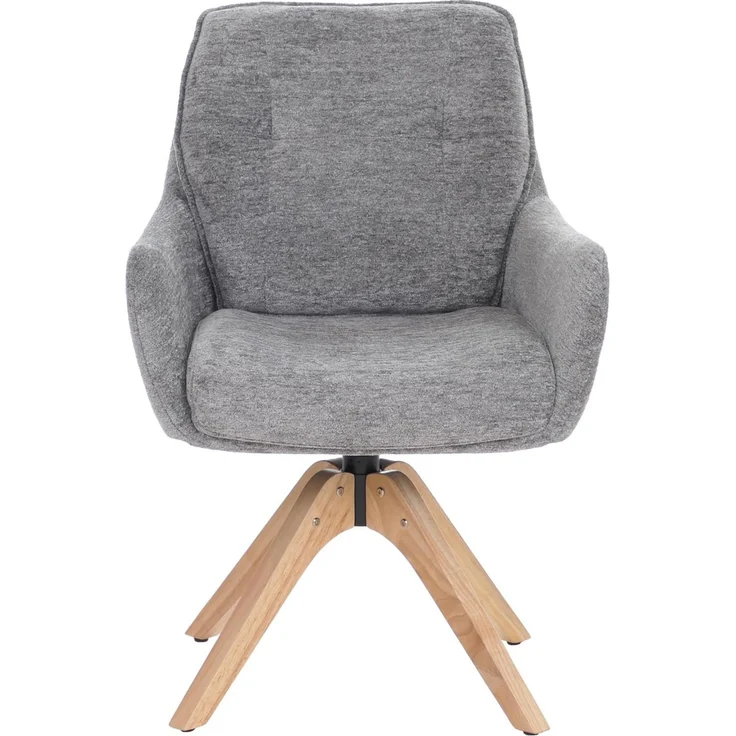 6er-Set Esszimmerstuhl HWC-Q37, Küchenstuhl drehbar Auto-Return, Stoff (680g/m²) Chenille Öko-Tex Holz MVG ~ grau – Bild 7
