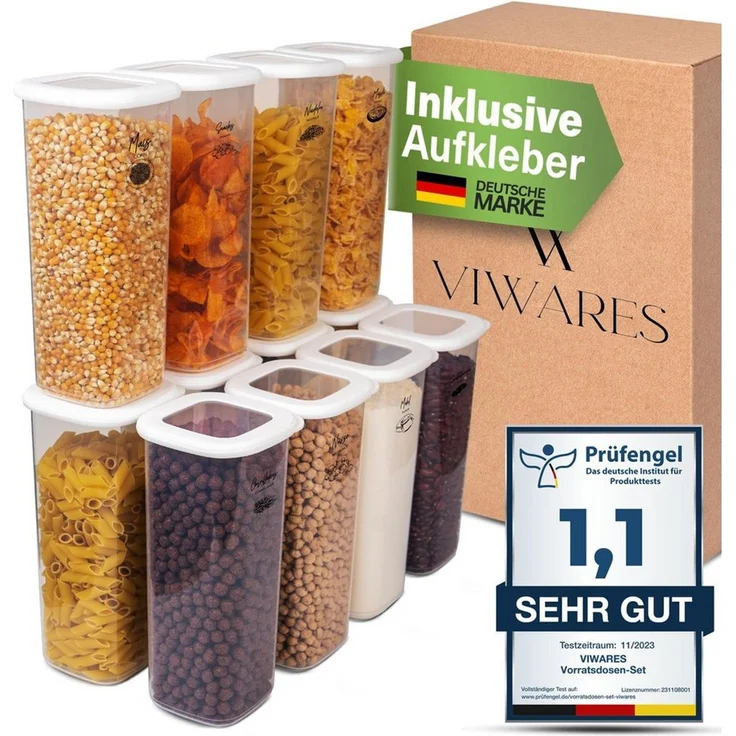 Viwares Vorratsdosen mit Deckel Luftdicht, 12er Vorratsbehälter Set BPA-Frei, Vorratsdose zur Müsli Mehl Aufbewahrung Küche, Praktische Organizer Küche, Frischhaltedosen für Lebensmittelaufbewahrung – Bild 1