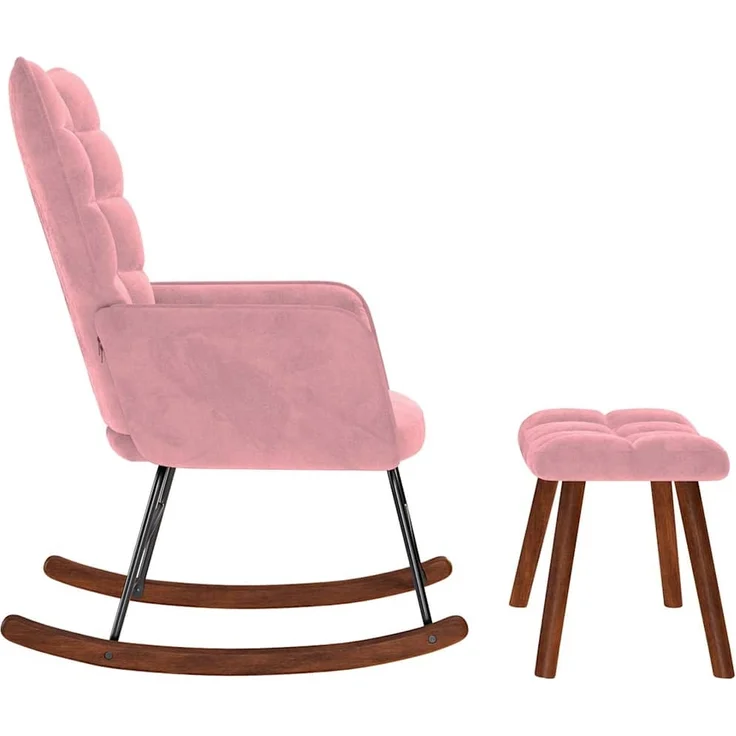 vidaXL Schaukelstuhl mit Hocker Pink Velvet 4016847 – Bild 5