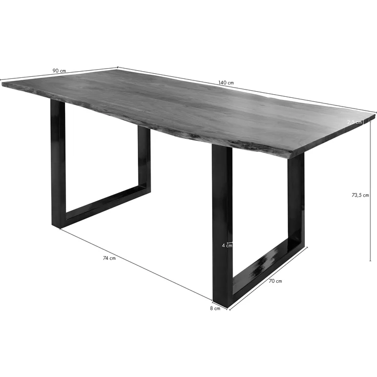 Baumtisch Akazie 140x90x76 natur Beine anthrazit glänzend FREEFORM 3 – Bild 8